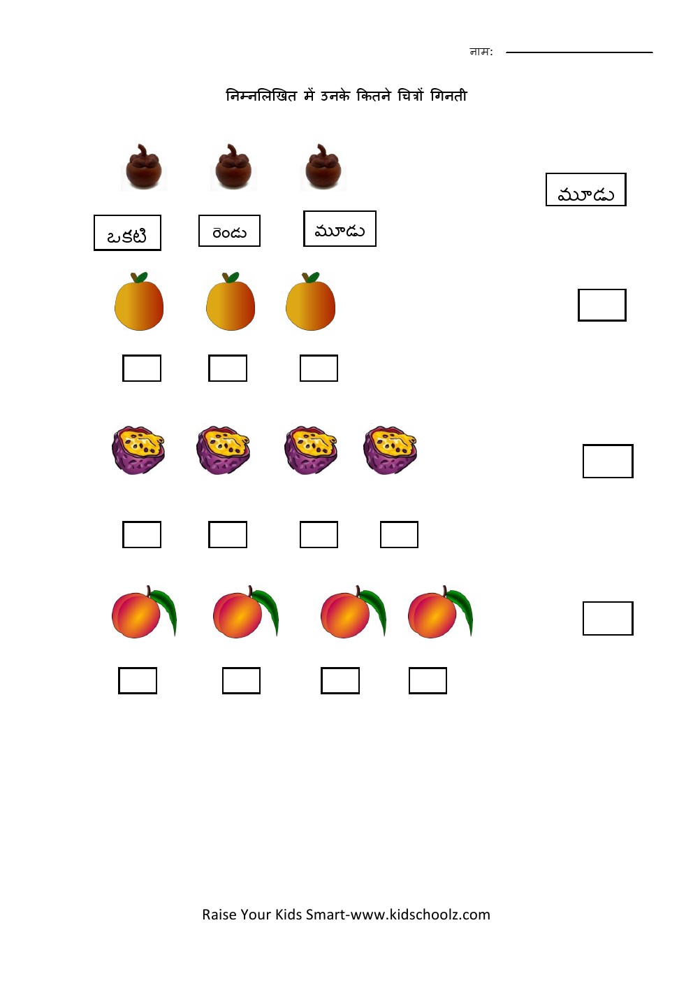 Hindi- Maths Counting Worksheet 
