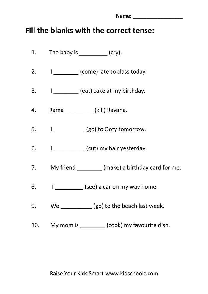 Grade 5 English Grammar Worksheet Kidschoolz